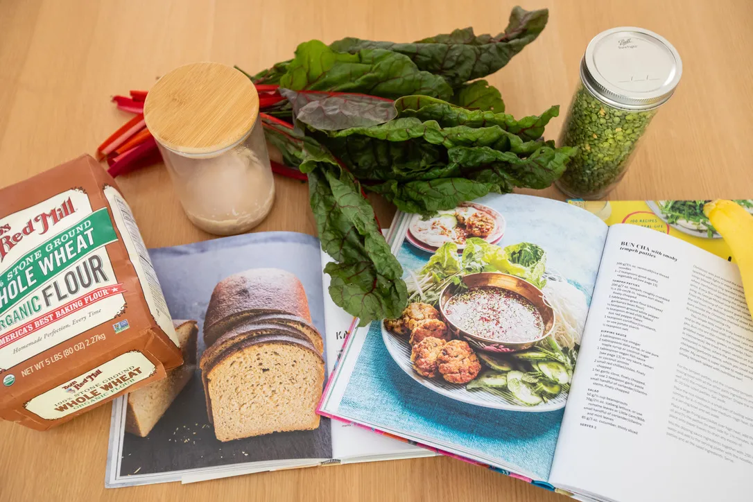 Prepared dish with grains and vegetables